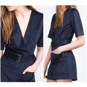 Black Suede Zara Romper Short Jumpsuit
